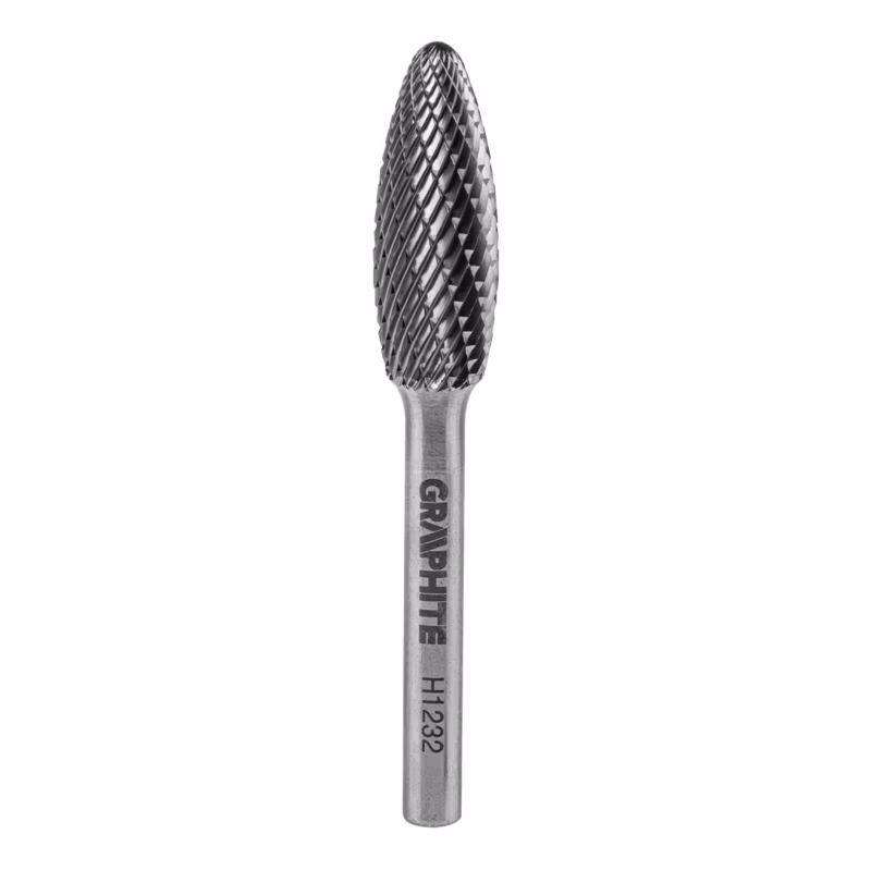 Frez do metalu GRAPHITE typ H (płomieniowy), 12 x 32 mm, trzpień 6 x 45 mm 1 szt