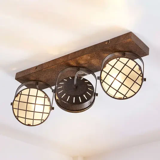 Lampa sufitowa LED Tamin trzypunktowa, brązowo-brązowa