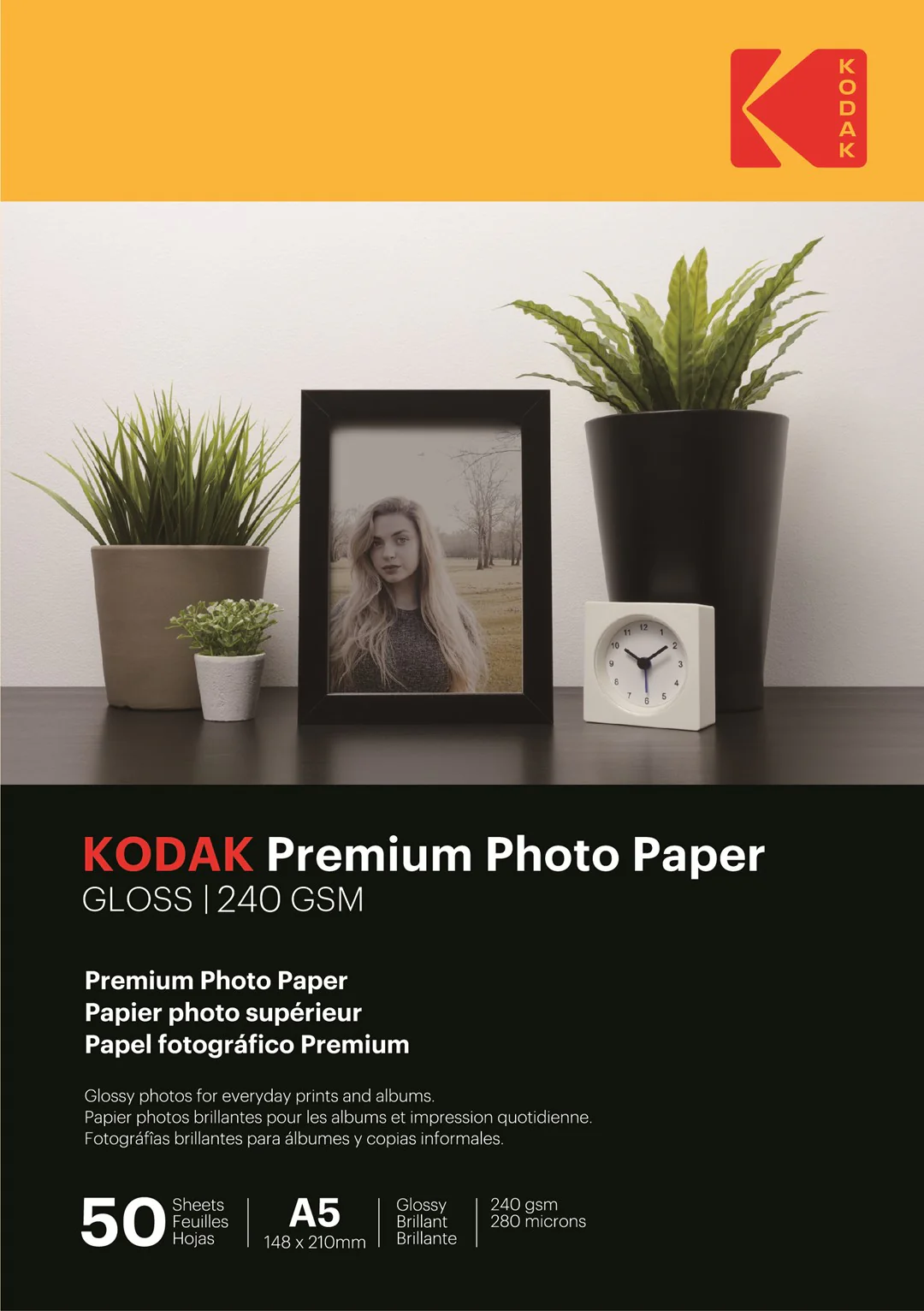 Papier fotograficzny błyszczący Kodak Premium 240 g/m2/ A5 / 15×21 cm / 50 szt / 891727