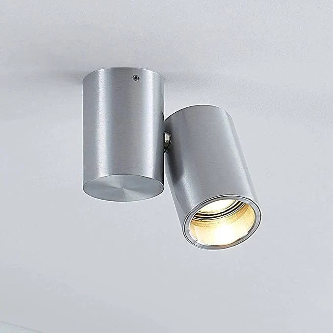 Lampa sufitowa, jednożarówkowa, aluminiowa, zgaszona