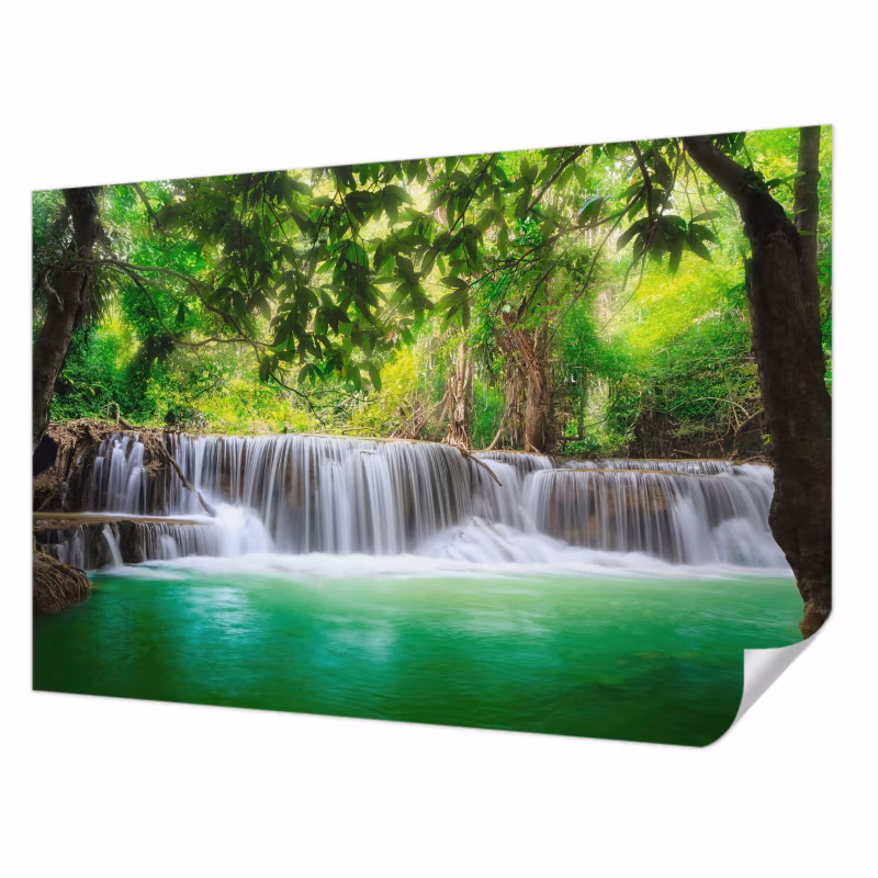 Fototapeta samoprzylepna Tulup 104×70 cm Leśny wodospad Tapeta Do Łazienki, Sypialni, Salonu 1 szt.