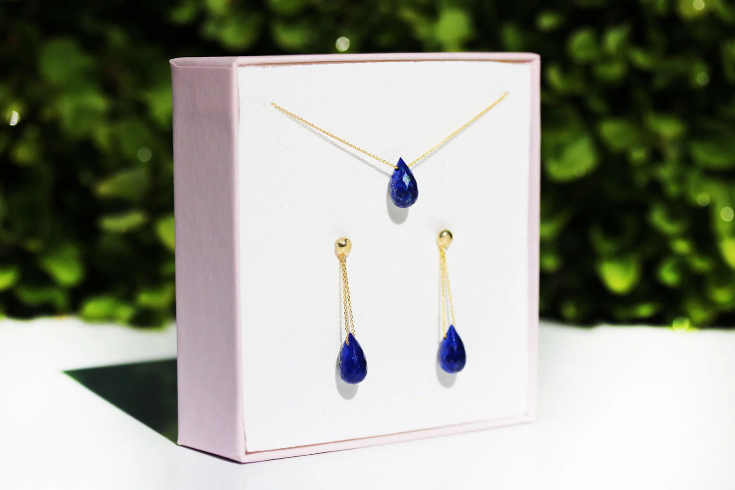Komplet Lapis Lazuli Krople złoto 585