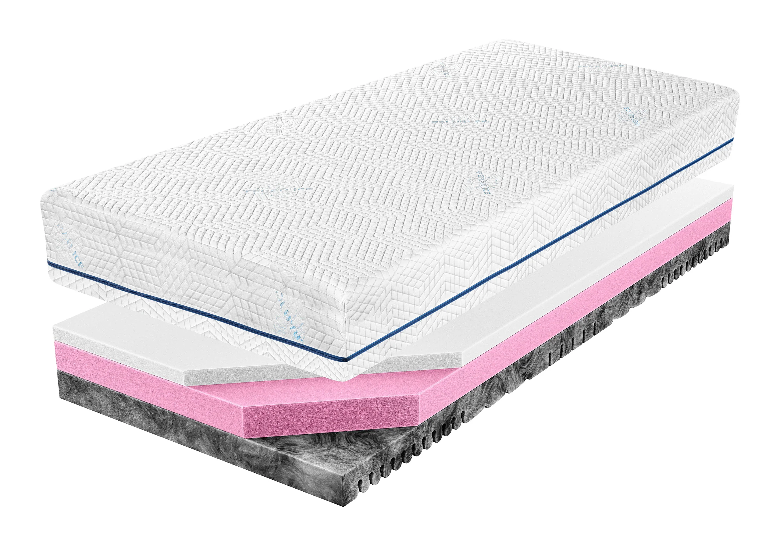 Materac piankowy 160×200 cm Ampara z pianką HR i Visco, dwustronny, 7 stref twardości, hipoalergiczny