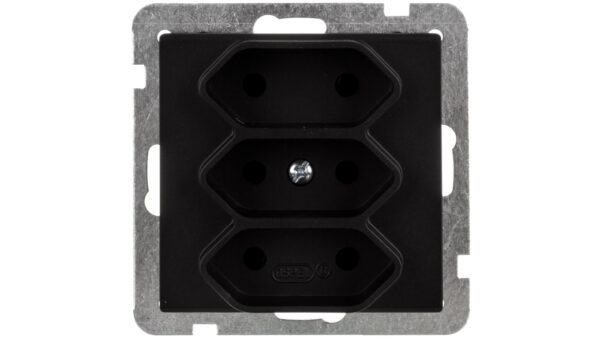 SONATA Gniazdo potrójne b/u 2,5A EURO czarny metalik GP-3R/m/33