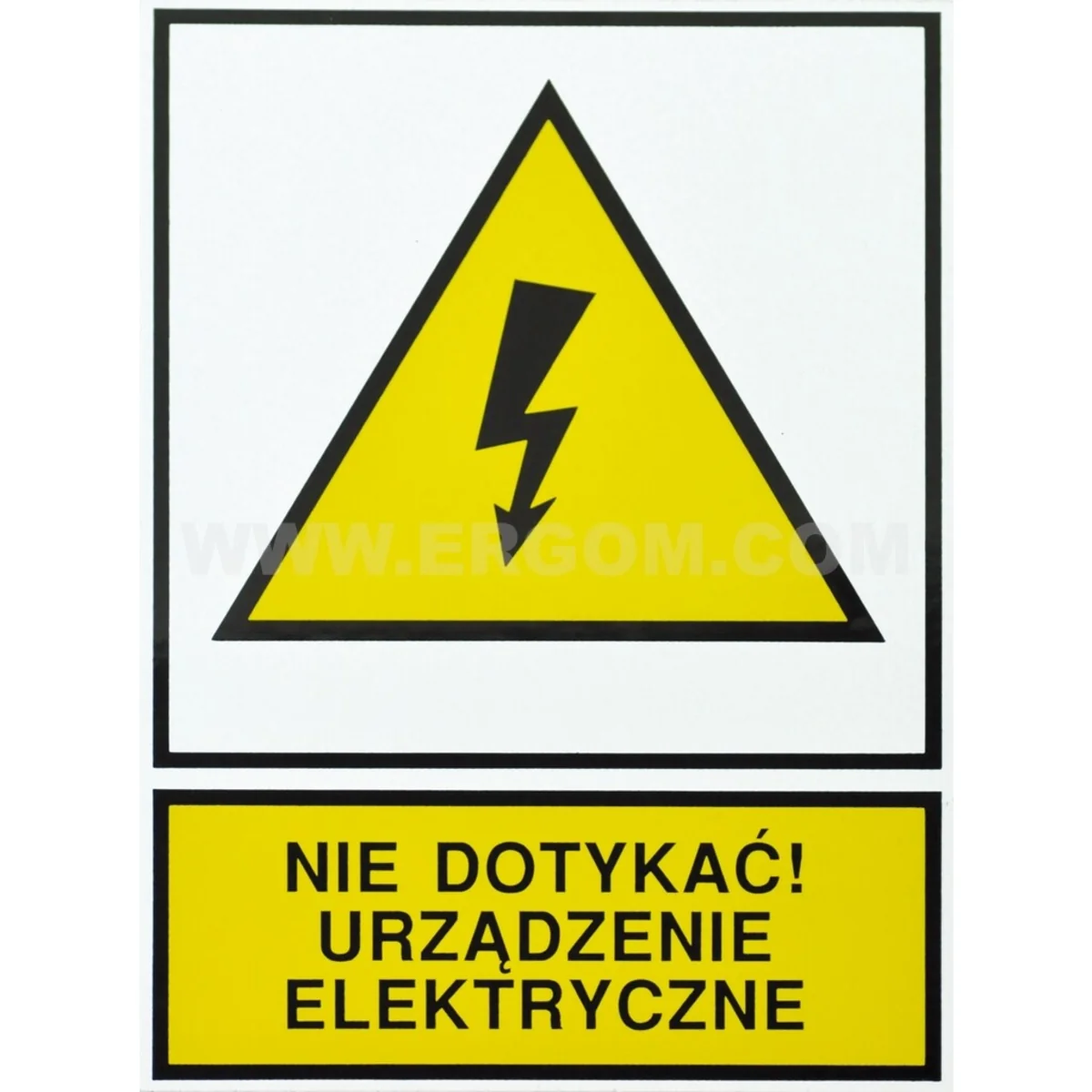Tabliczka TZO – NIE DOTYKAĆ! URZĄDZENIE ELEKTRYCZNE 52x74mm żółta E04TZ-01011110100