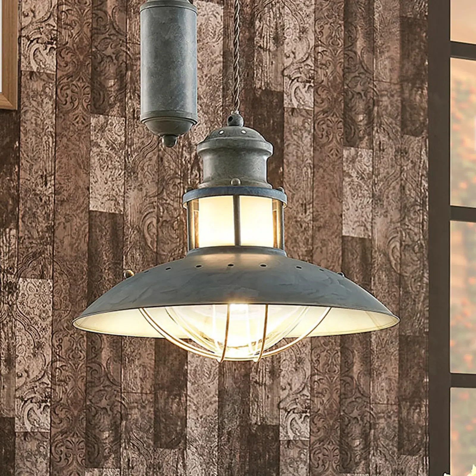 Louisanne – betonowa szara lampa wisząca z zawieszką Jojo