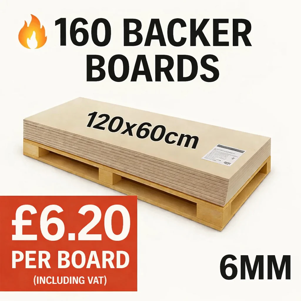 Aqua boards, Fibre cement boards 60x120cm, 6mm, 160 boards pallet deal