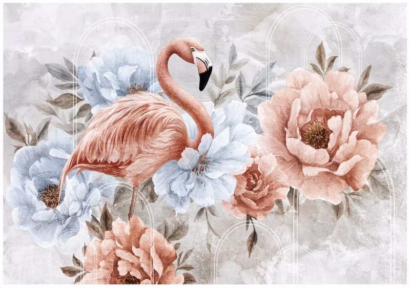 Fototapeta WALLARENA Do Sypialni Salonu Na Flizelinie Kwiaty Abstrakcja Flamingi Różowy 368×254 cm 16315V8 1 szt.