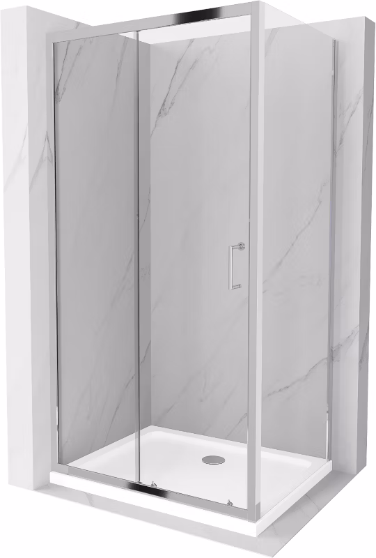Kabina prysznicowa Mexen Apia rozsuwana 90 x 70 cm transparent chrom + brodzik Flat
