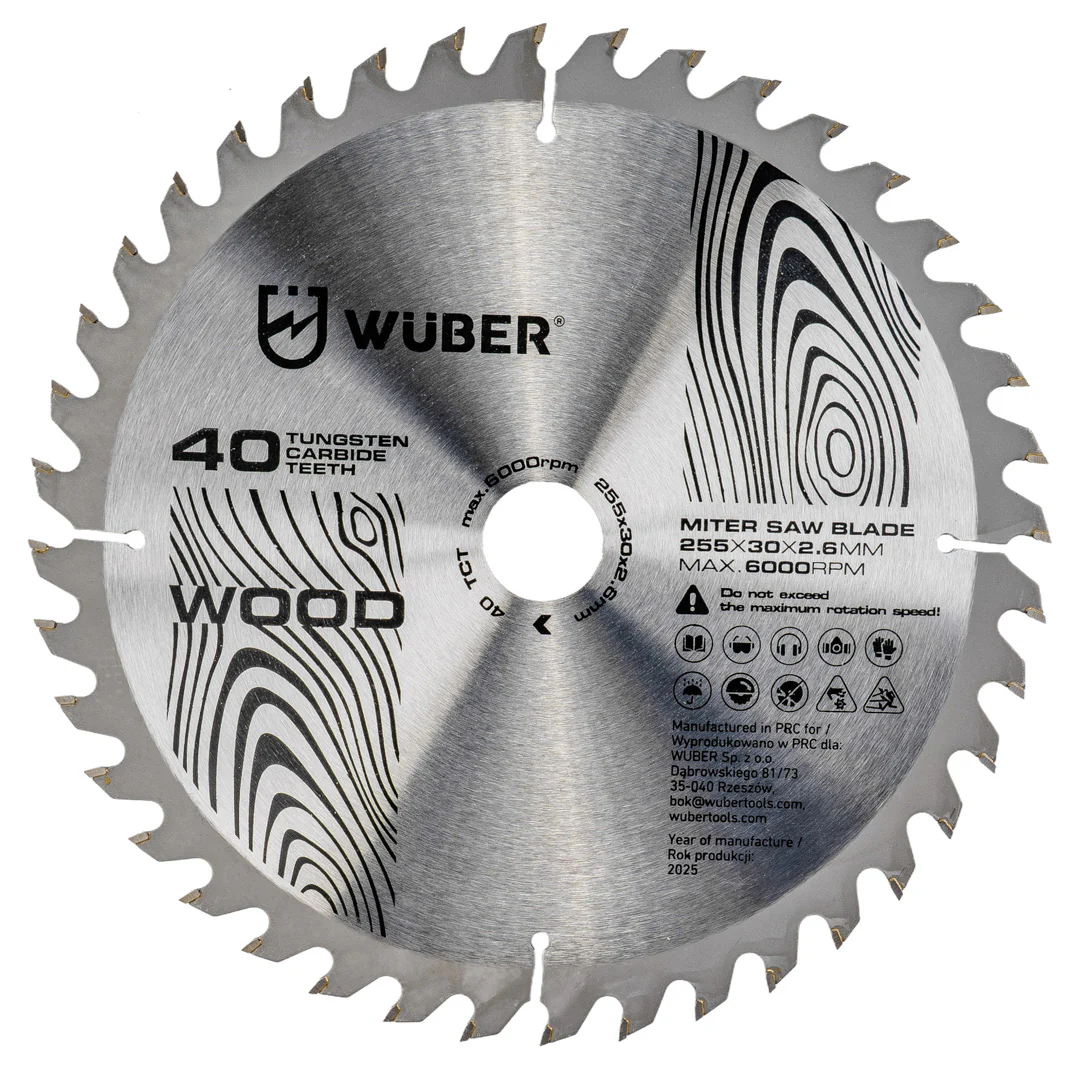 Tarcza widiowa do drewna 255×30 mm 40T WUBER