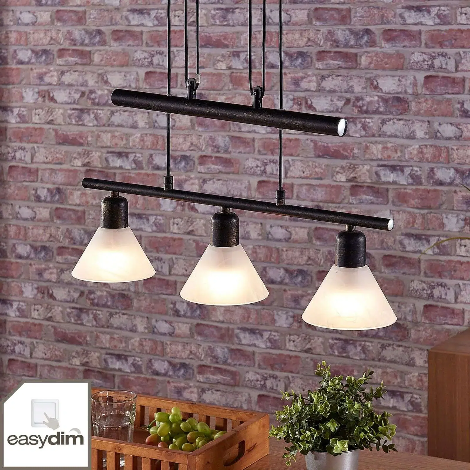 Lampa wisząca LED Eleasa, easydim 3-żarówkowa, czarna