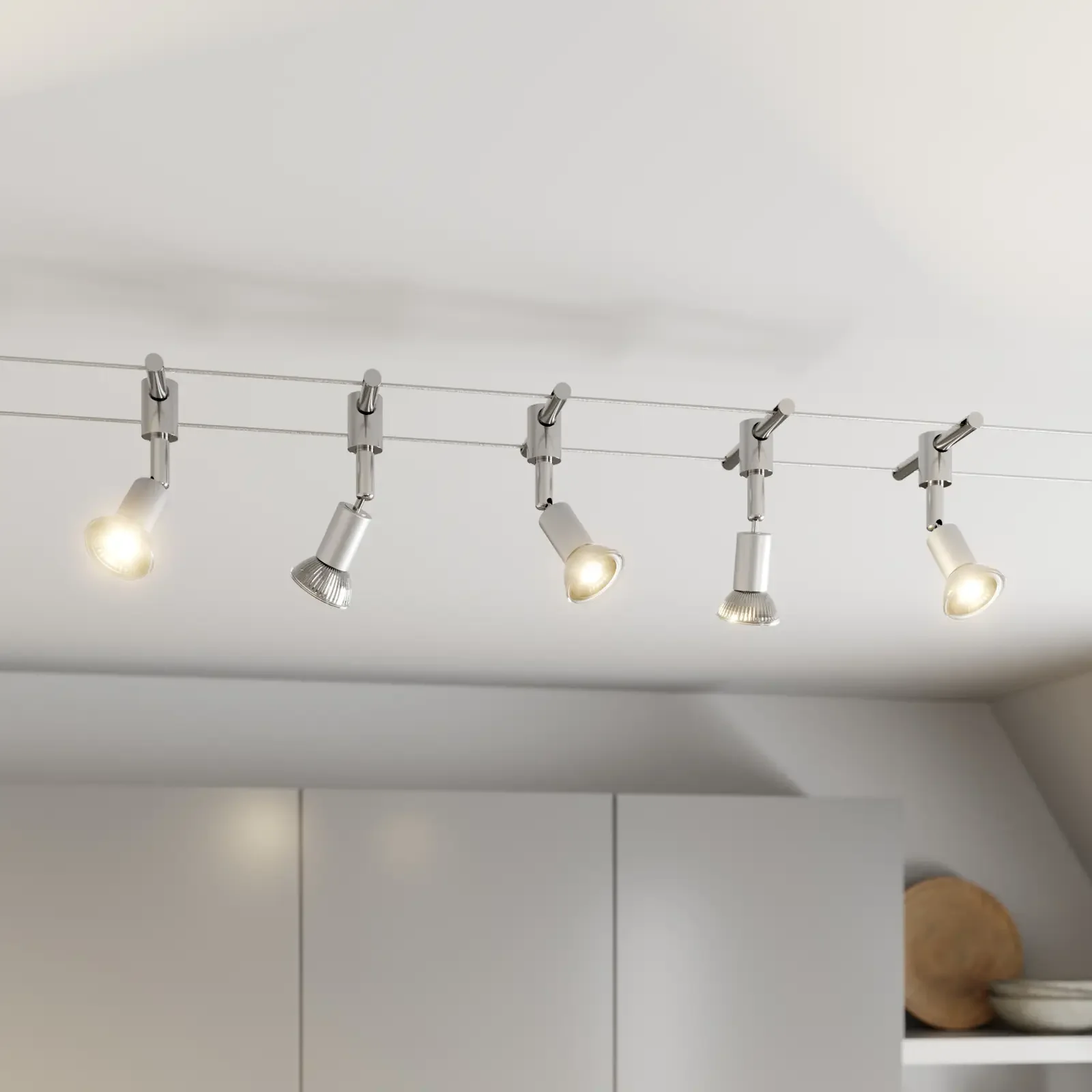 System kablowy Lina z reflektorkami LED, pięć żarówek