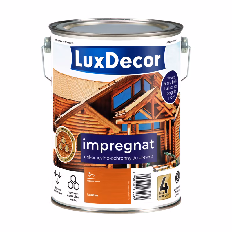 Impregnat dekoracyjno-ochronny do drewna LuxDecor, kasztan, 4,5l, 1 szt.