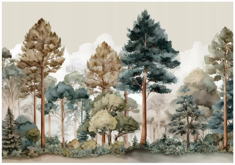 Fototapeta WALLARENA Dla Dzieci Na Flizelinie Las Natura Drzewa Zielony 300×210 cm 16362VX6 1 szt.