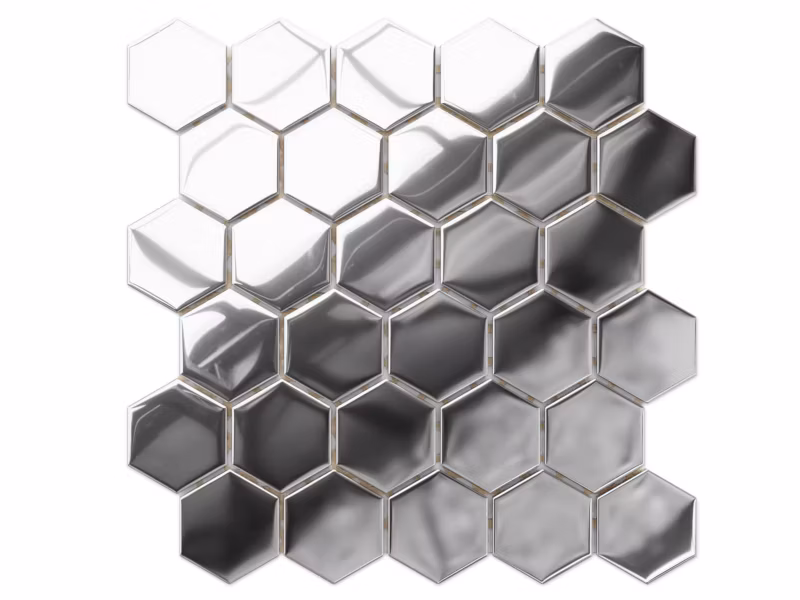 Heksagon Mozaika szklana Ilcom srebrna silver metallic 24.7 x 25.5 cm 1 szt.