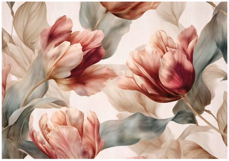 Fototapeta WALLARENA Do Sypialni Salonu Na Flizelinie Kwiaty Natura Tulipany Czerwony 400×280 cm 16352VX8 1 szt.