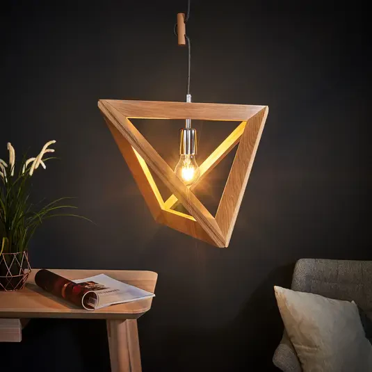 Drewniana lampa wisząca Trigonon