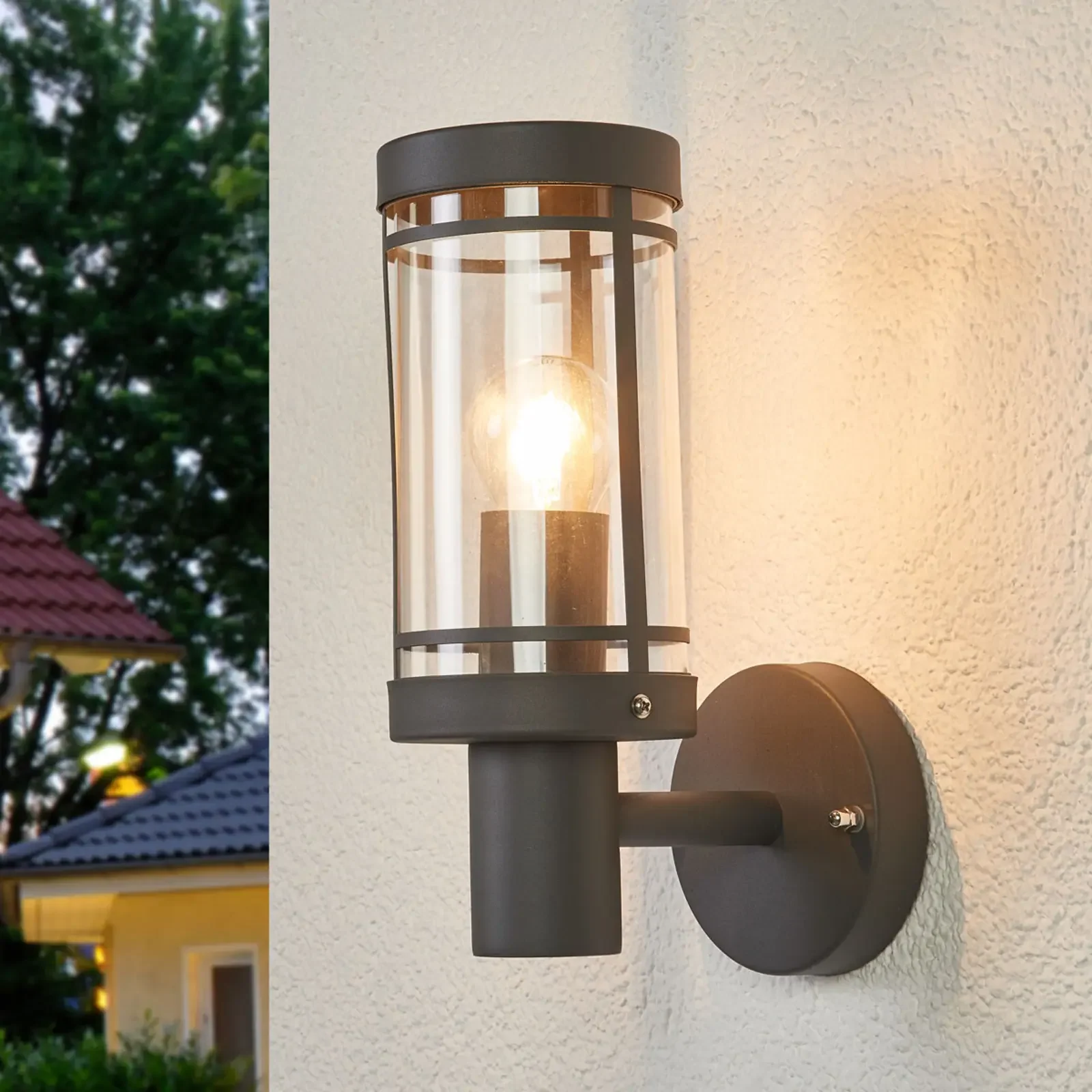 Ciemnoszara lampa ścienna zewnętrzna Djori