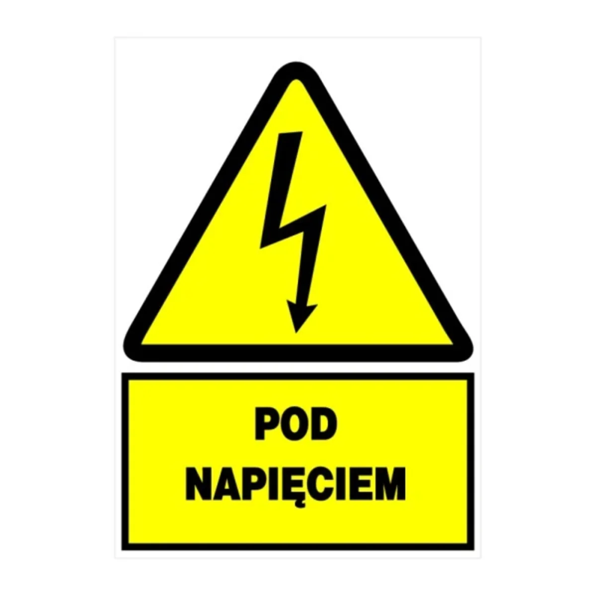 Tablica ostrzegawcza samoprzylepna 74×105 (Pod napięciem) NO3-PN