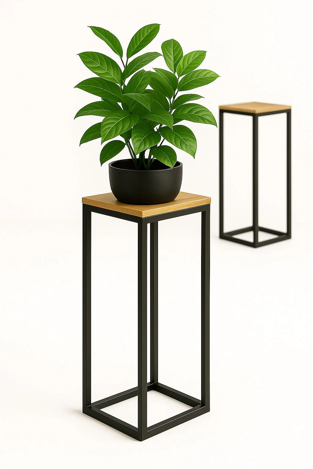 Kwietnik podłogowy loft 65 cm czarny metal