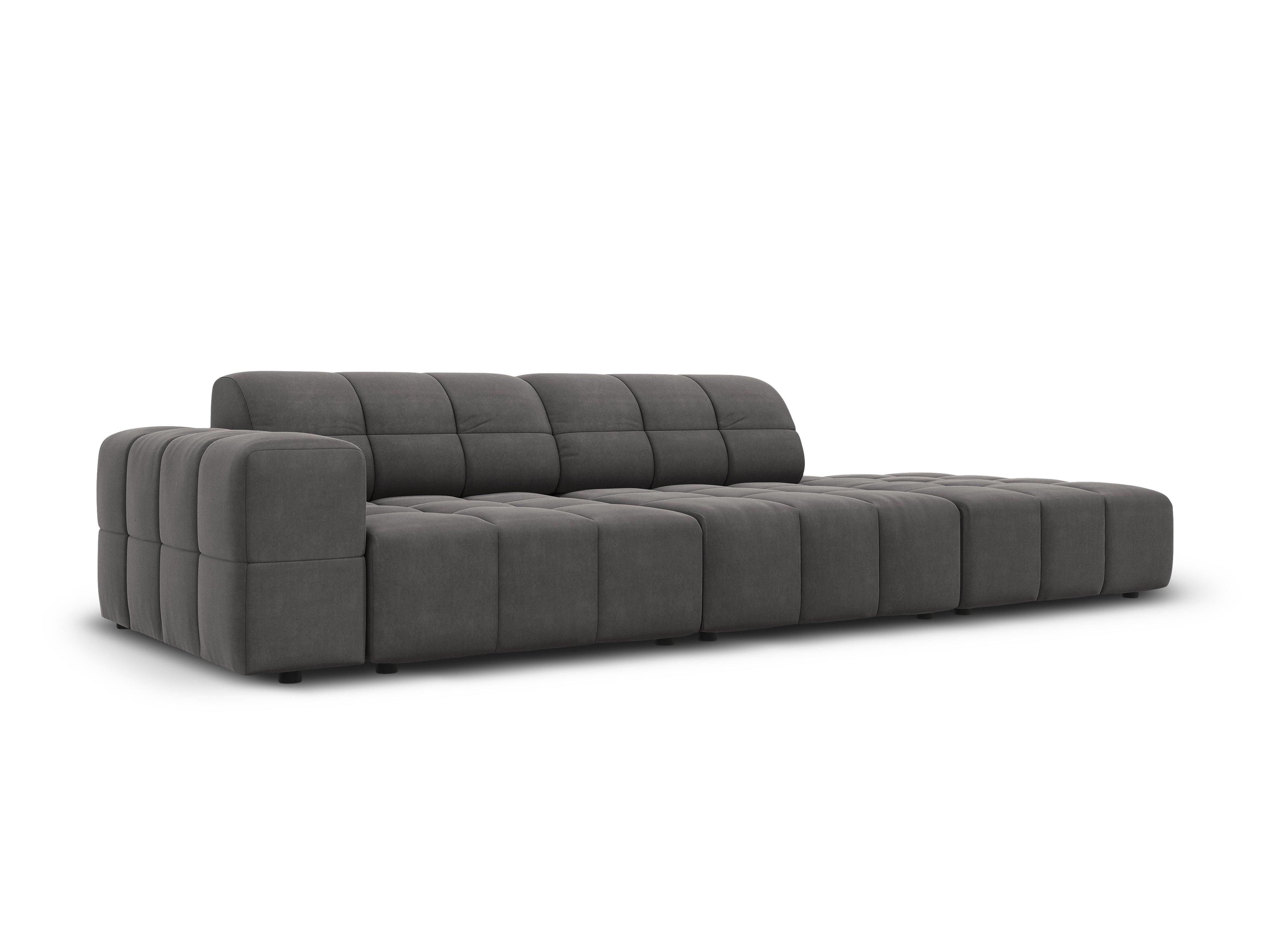 Sofa aksamitna prawostronna 3-osobowa CHICAGO ciemnoszary