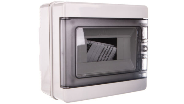 Rozdzielnica modułowa 1×8 natynkowa drzwi transp. seria 620 IP65 200x180x100 szara EC62008