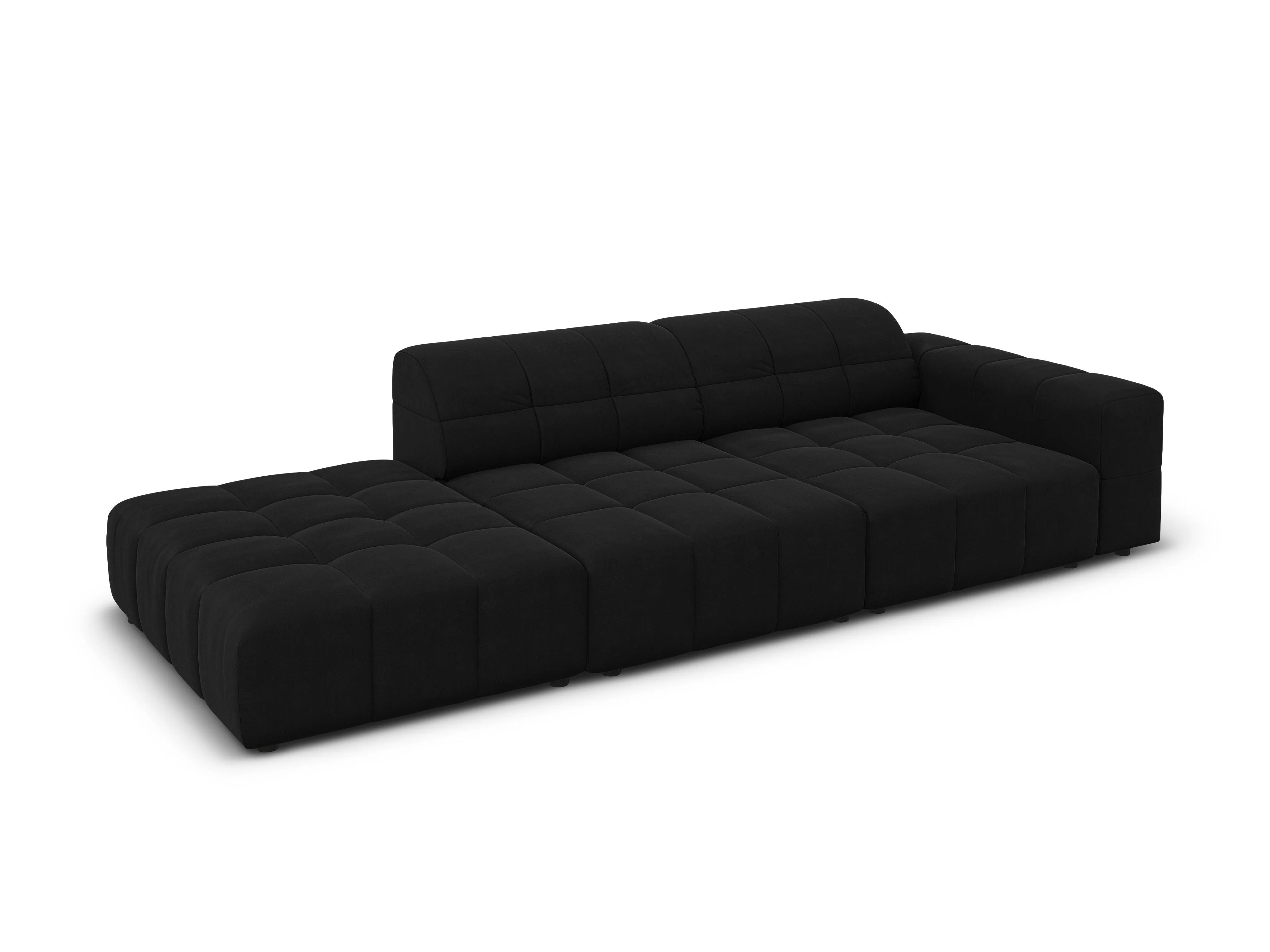 Sofa aksamitna lewostronna 3-osobowa CHICAGO czarny
