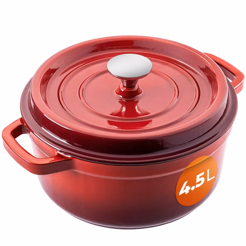 Garnek KADAX Żeliwny 4,5l Emaliowany Z Pokrywą Indukcja Gaz Czerwony 23cm 1 szt.
