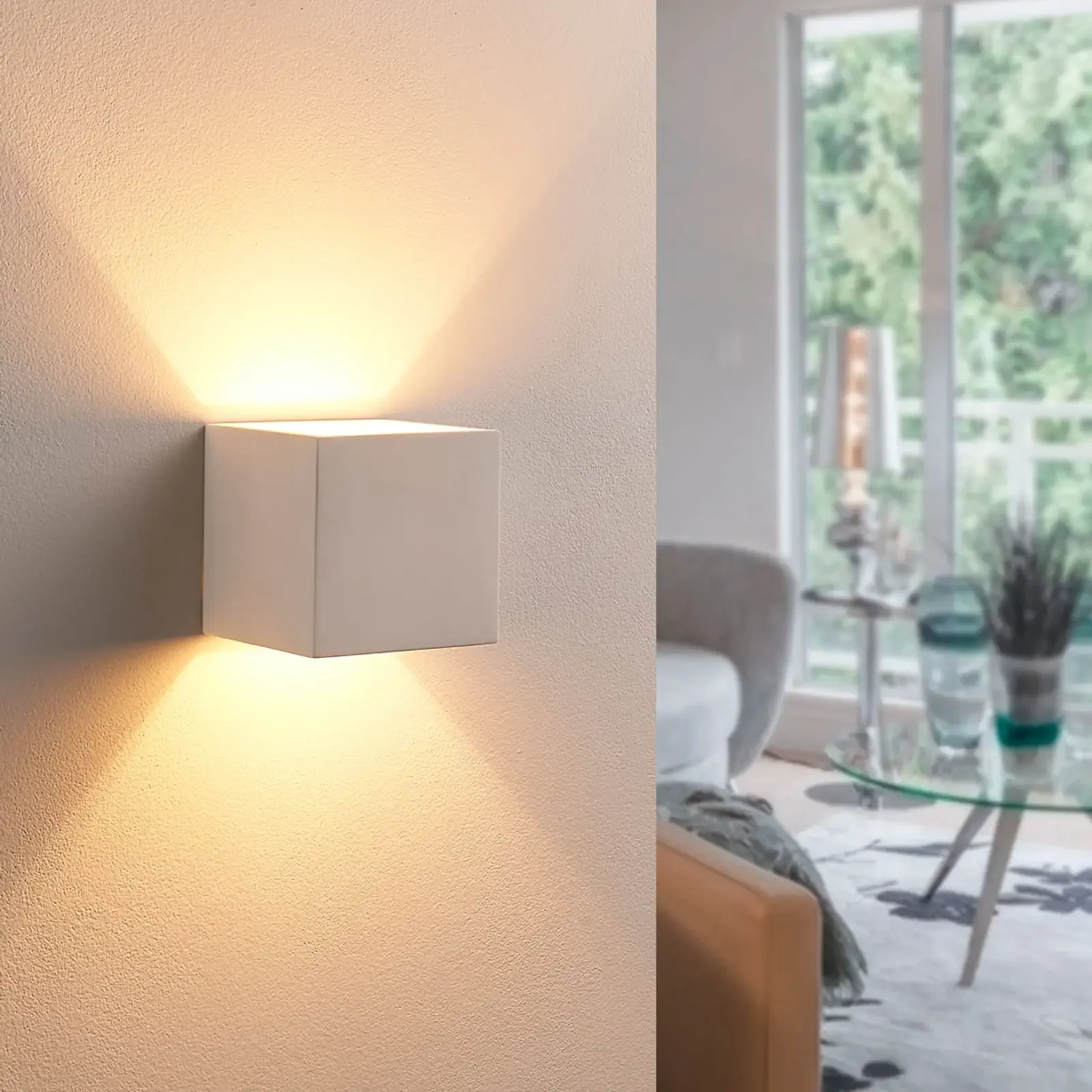 Lampa gipsowa LED Kay świecąca w górę i w dół