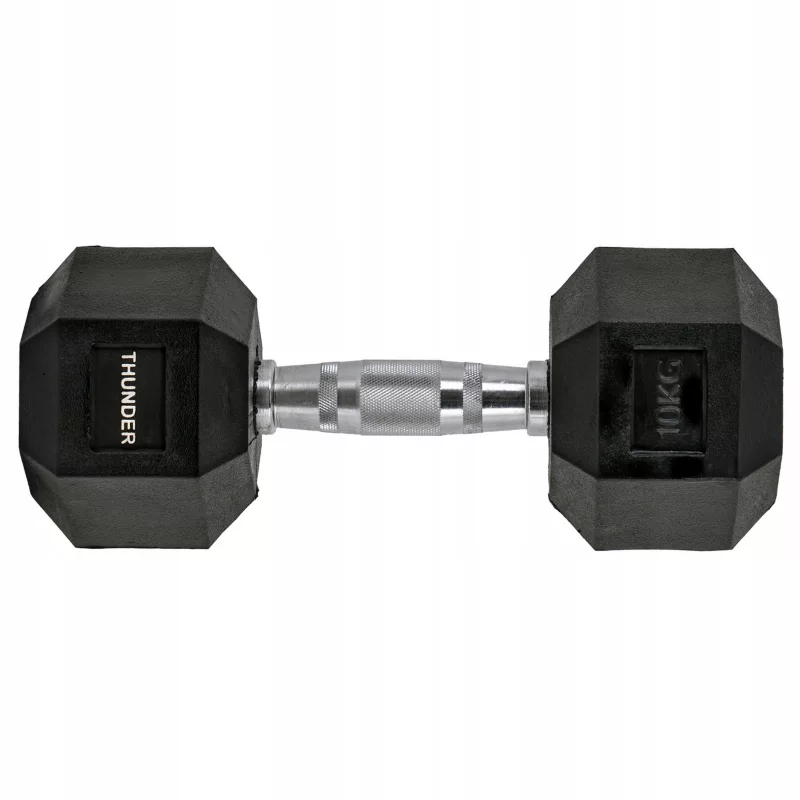 Hantla hexagonalna 10 kg THUNDER HEXAGONAL-DUMBBELLS-10KG gumowana stalowa profesjonalna 1szt.