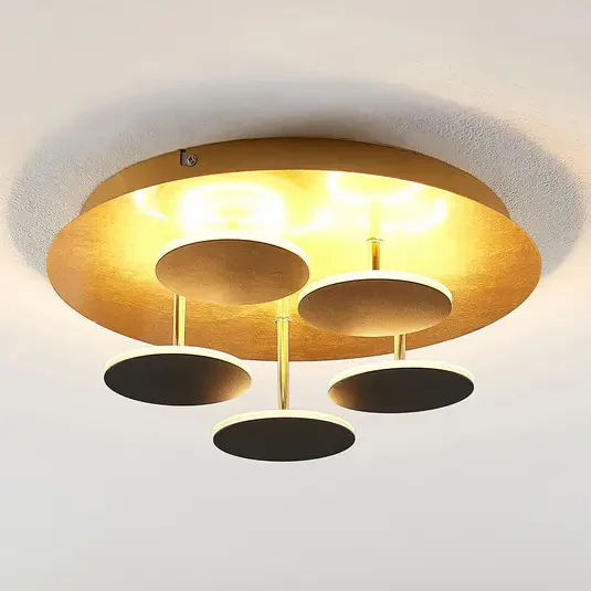 Lampa sufitowa LED Lindby Casni, czarno-złota