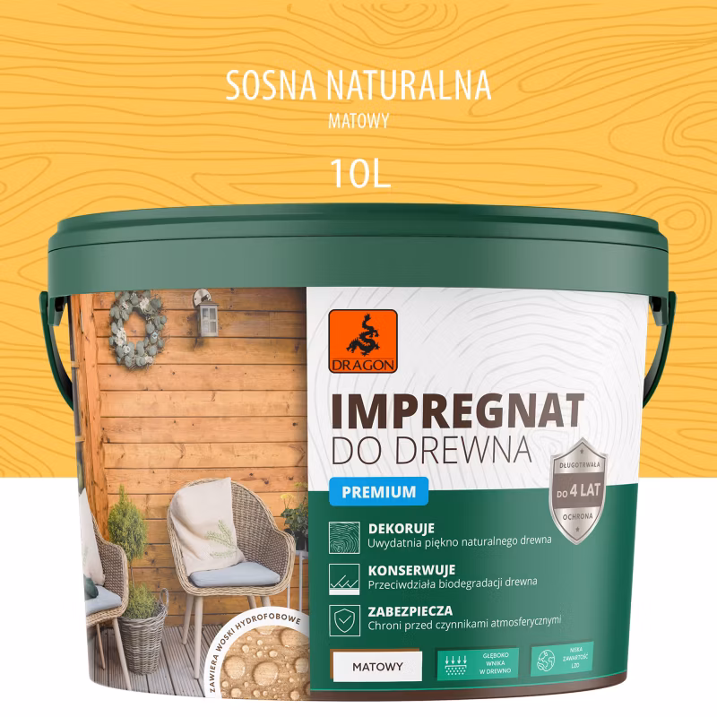Impregnat akrylowy do drewna Premium Sosna Naturalna 10L