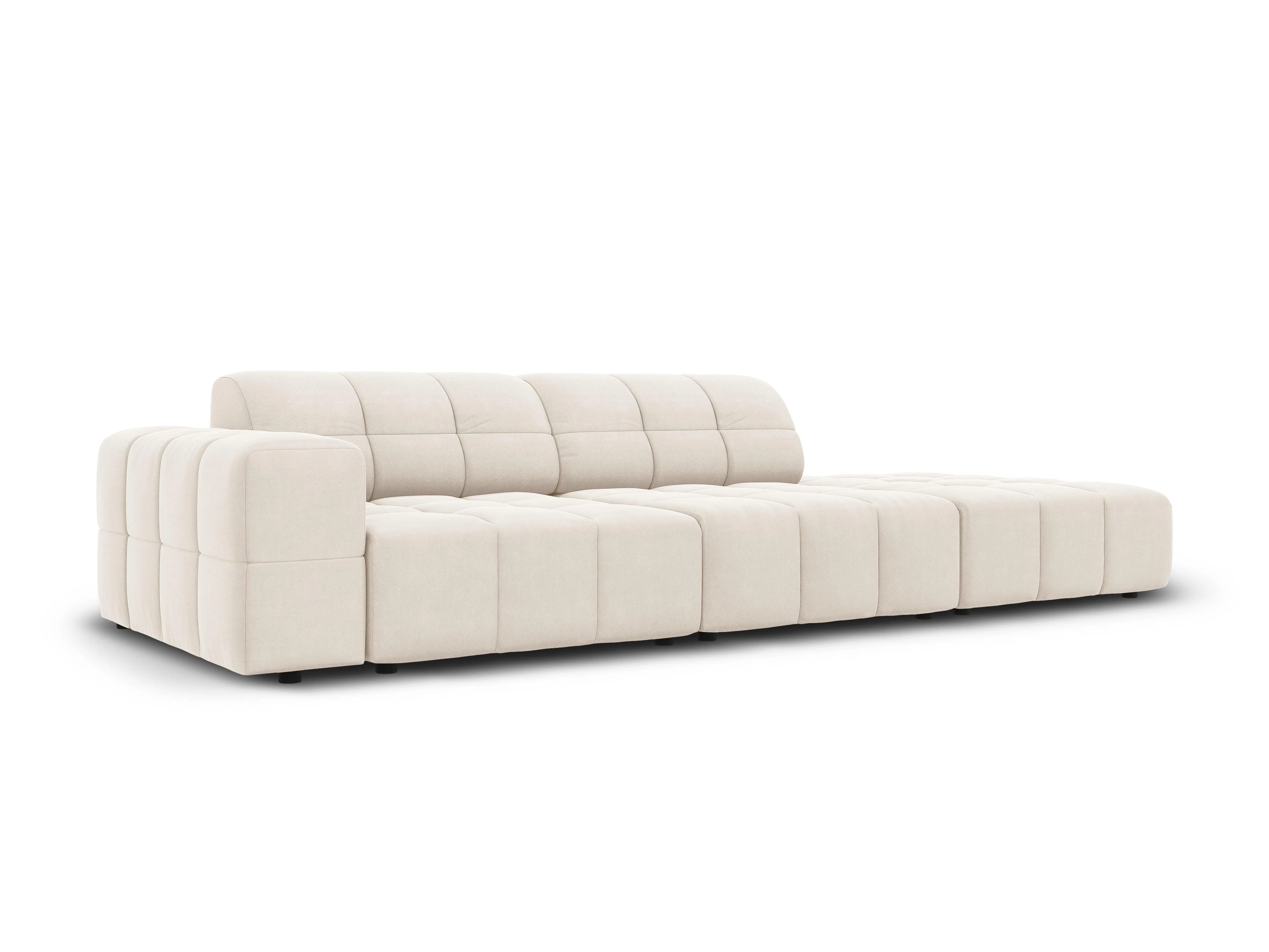 Sofa aksamitna prawostronna 3-osobowa CHICAGO jasnobeżowy