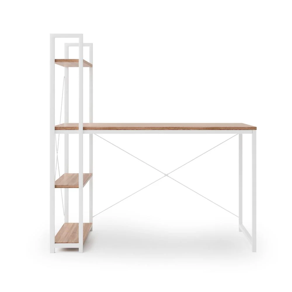 Biurko Lomise 120×64 cm z regałem dąb sonoma – biały