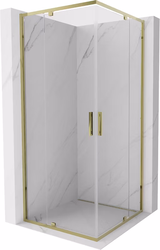 Kabina prysznicowa Mexen Exo kwadratowa uchylna 90 x 90 cm transparent złota 1 szt.