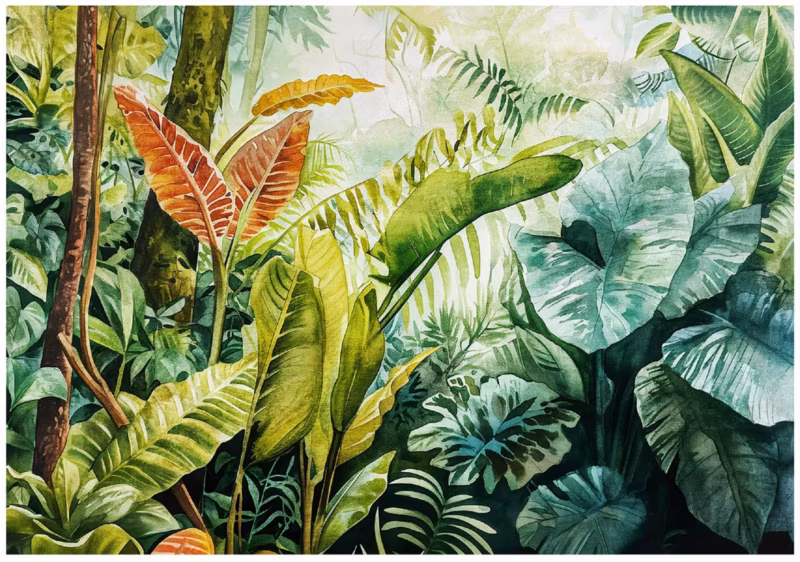 Fototapeta WALLARENA Do Sypialni Salonu Na Flizelinie Dżugla Natura Liście Zielony 254×184 cm 16309V4 1 szt.