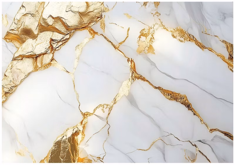 Fototapeta Marmur Złoty Biały Glamour WALLARENA 250×175 cm Tapeta Do Sypialni Salonu Na Flizelinie 1 szt.
