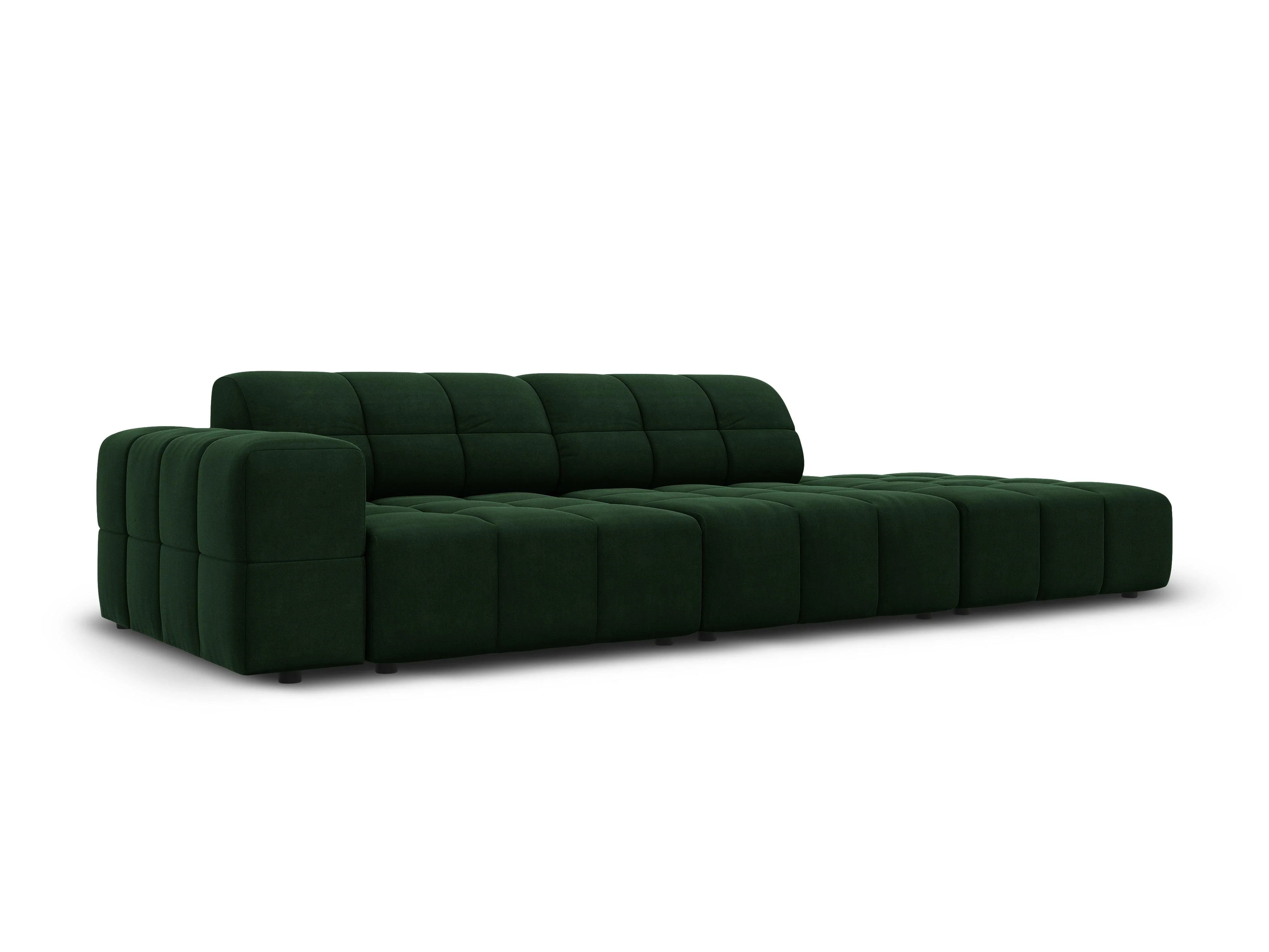 Sofa aksamitna prawostronna 3-osobowa CHICAGO butelkowa zieleń