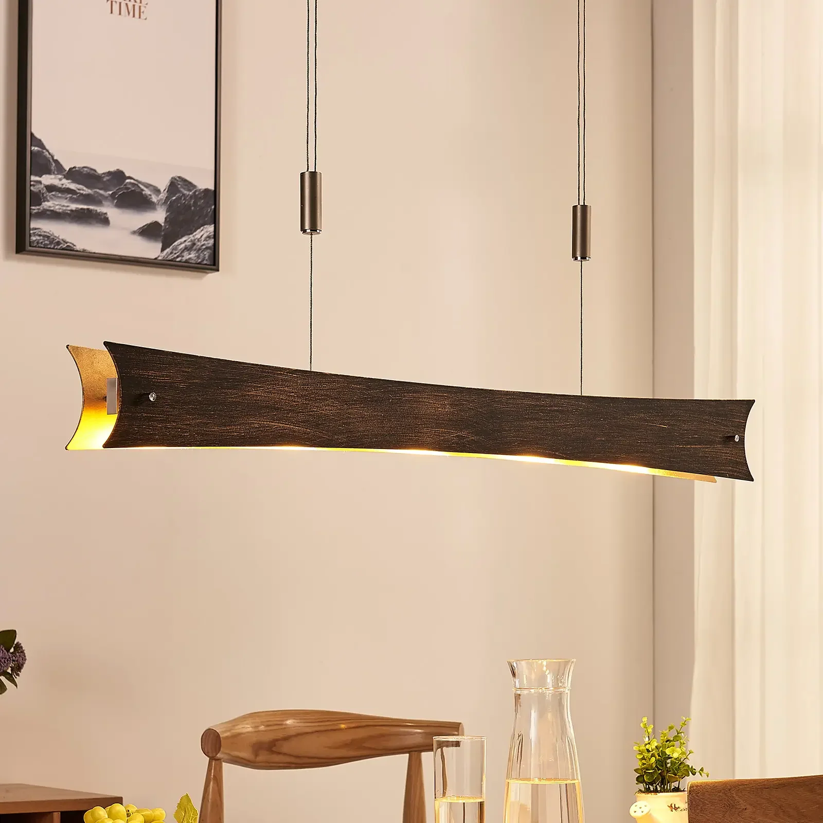Ściemnialna lampa wisząca LED Ebba, czarno-złota