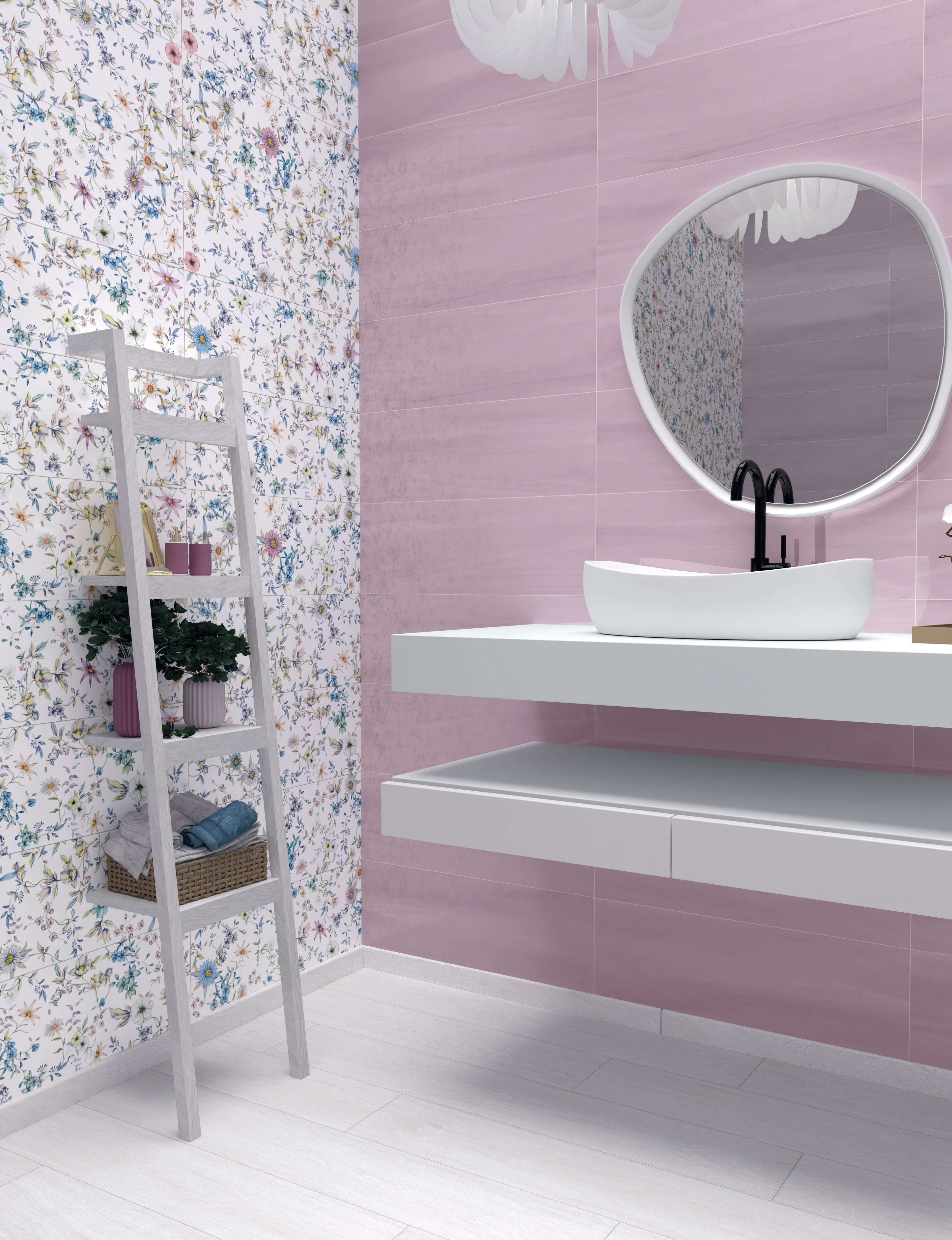 Botanical Pigment Gloss violet ceramic tiles 25x75cm