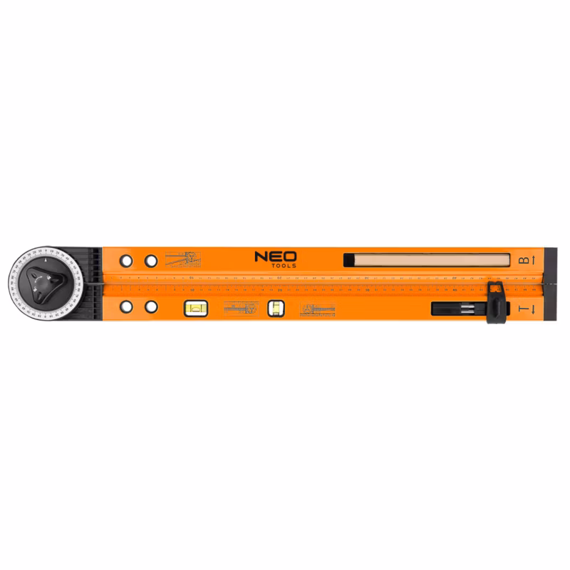 Kątomierz NEO TOOLS nastawny z poziomicą 500 mm, 2 libelle, ołówek 1 szt