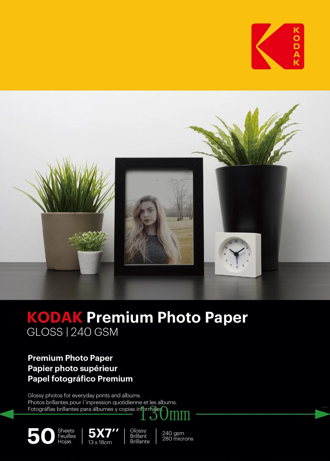 Papier fotograficzny błyszczący Kodak Premium 240 g/m2 / 5R / 13×18 cm / 50 szt / 740558