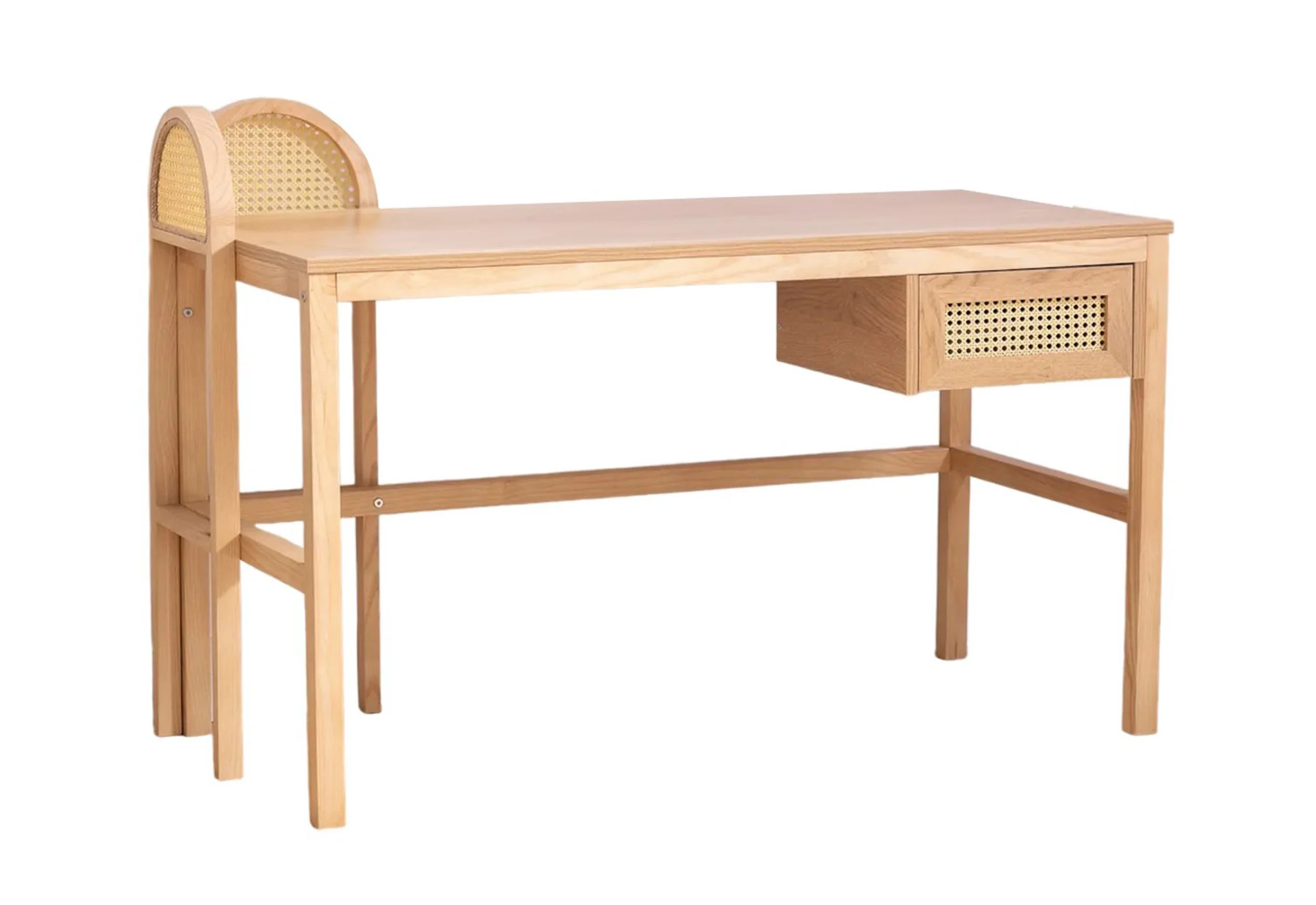 Biurko Crattale 130×60 cm z rattanowymi akcentami