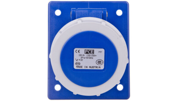 Gniazdo tablicowe skośne 16A 3P 230V /80×97/ niebieskie IP67 4132-6F8