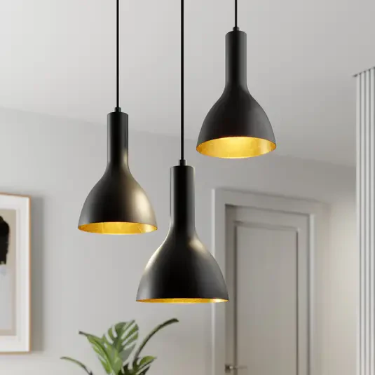 Lampa wisząca Archchio Cosmina, 3 żarówki. okrągła, czarna