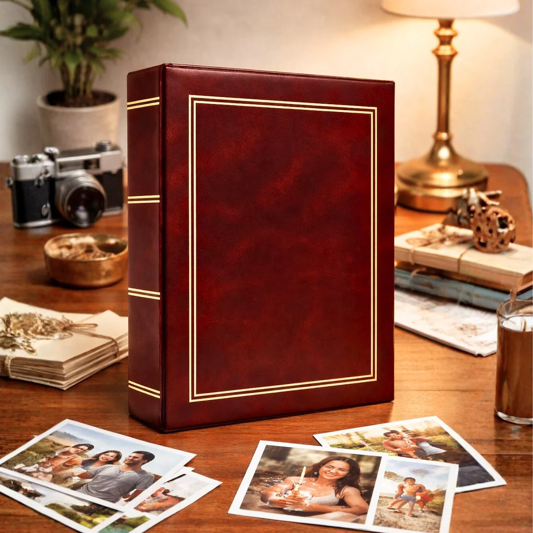Album kieszeniowy klejony 10×15 cm na 200 zdjęć, bordowy – GEDEON (DPH46200C-BURGUNDY)