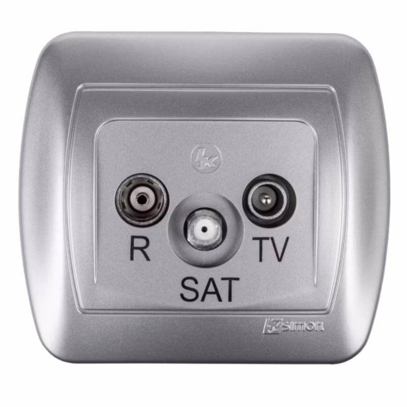 Gniazdo Antenowe Końcowe 1X Simon Akord RTV/SAT Aluminium Podtynkowe 1 szt.