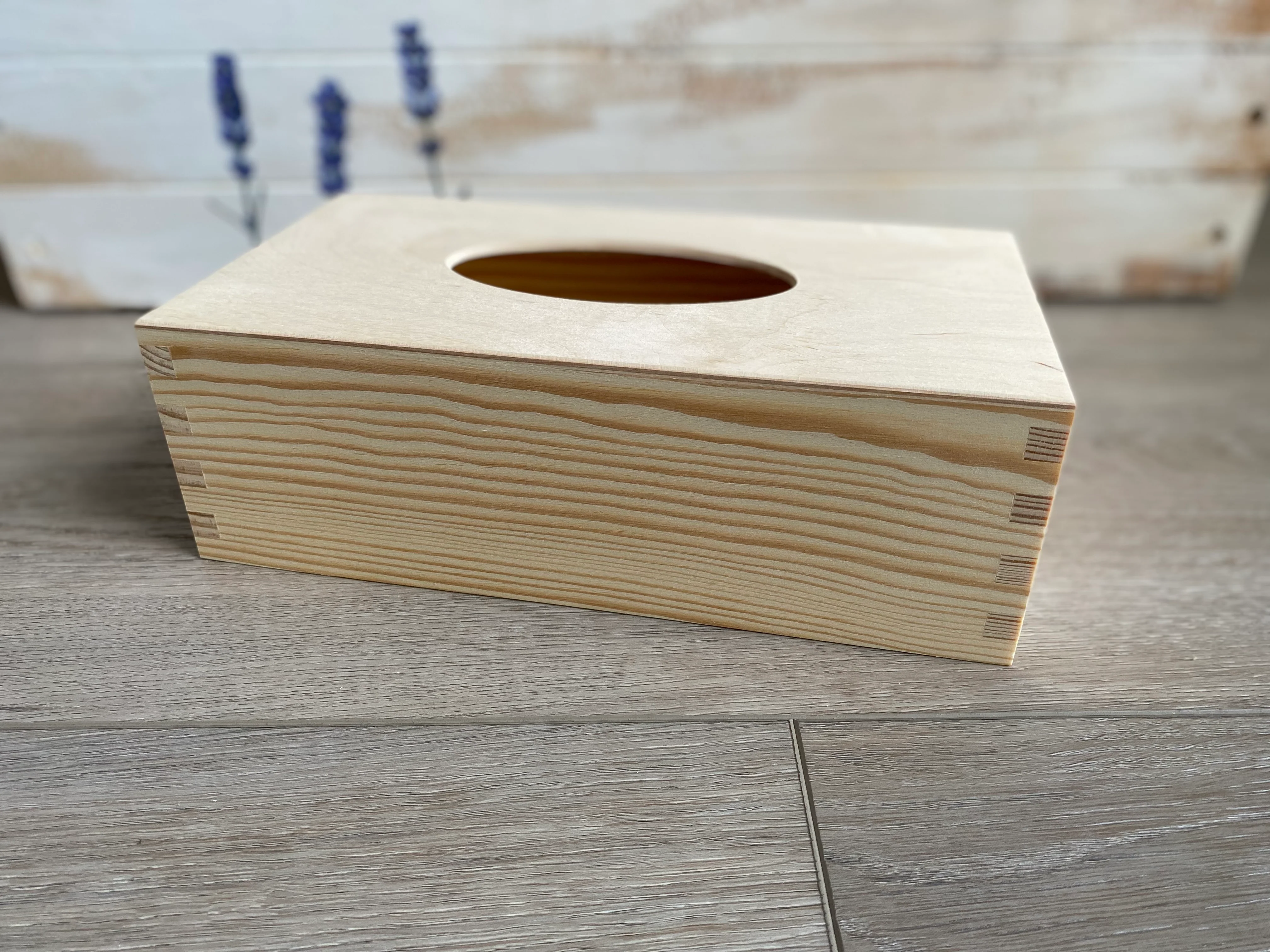 Pudełko na chusteczki surowe drewno DIY