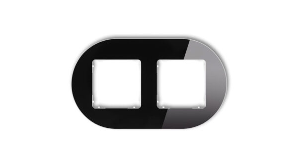 ICON Ramka uniwersalna podwójna okrągła – efekt szkła (ramka: czarna spód: biały) 12-0-IRSO-2