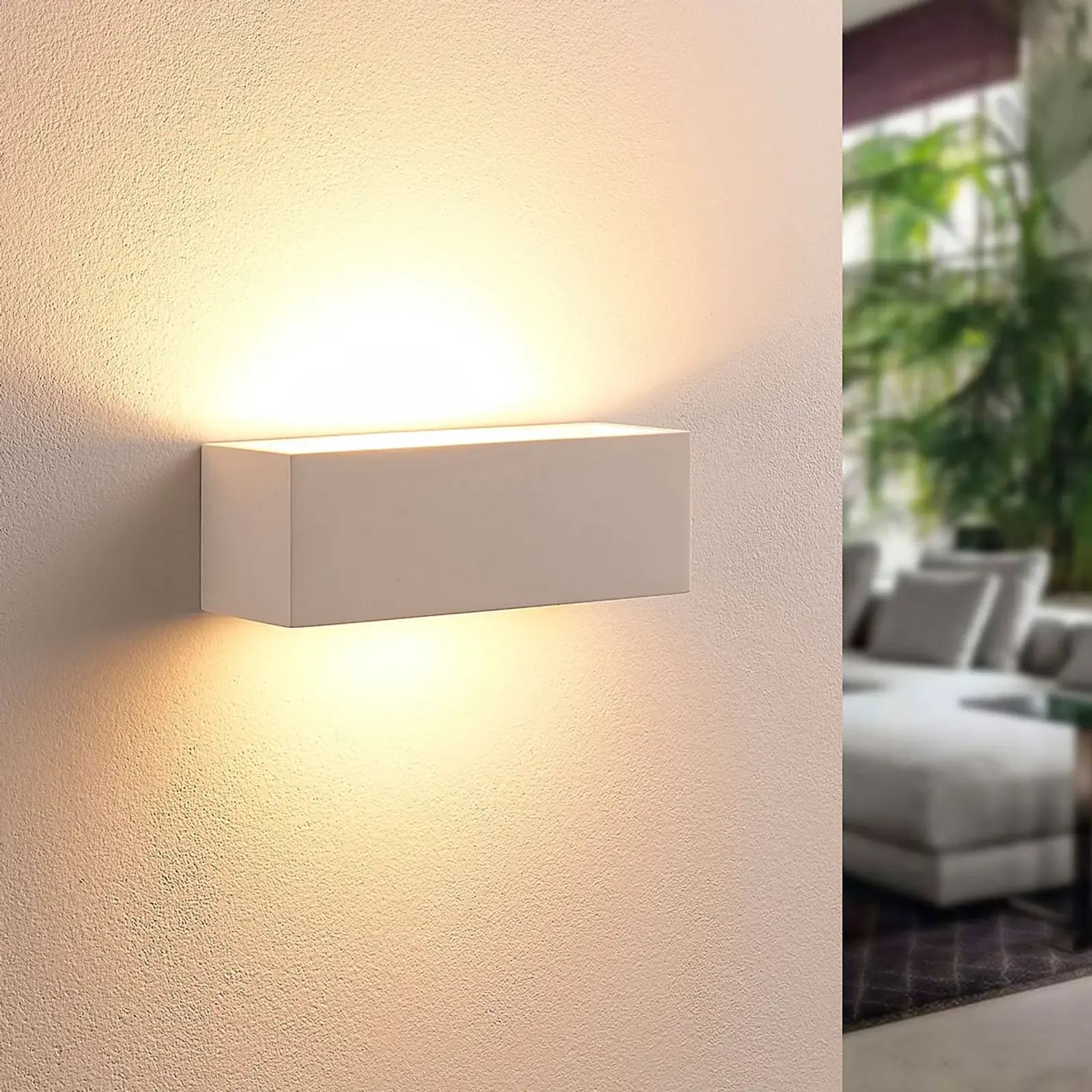 Lindby Tjada lampa ścienna kwadratowa gipsowa 8,5″.